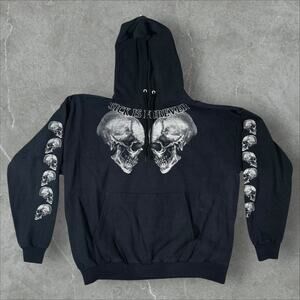 Y2K Sickboy Motorcycles Affliction Style Grunge Skull Size 2XL Hoodie Sweatshirt